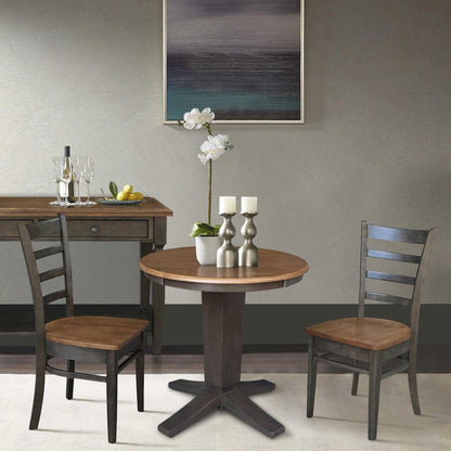 30 in Round Top Pedestal Dining Table with 2 Dining Chairs - 3 Piece Set