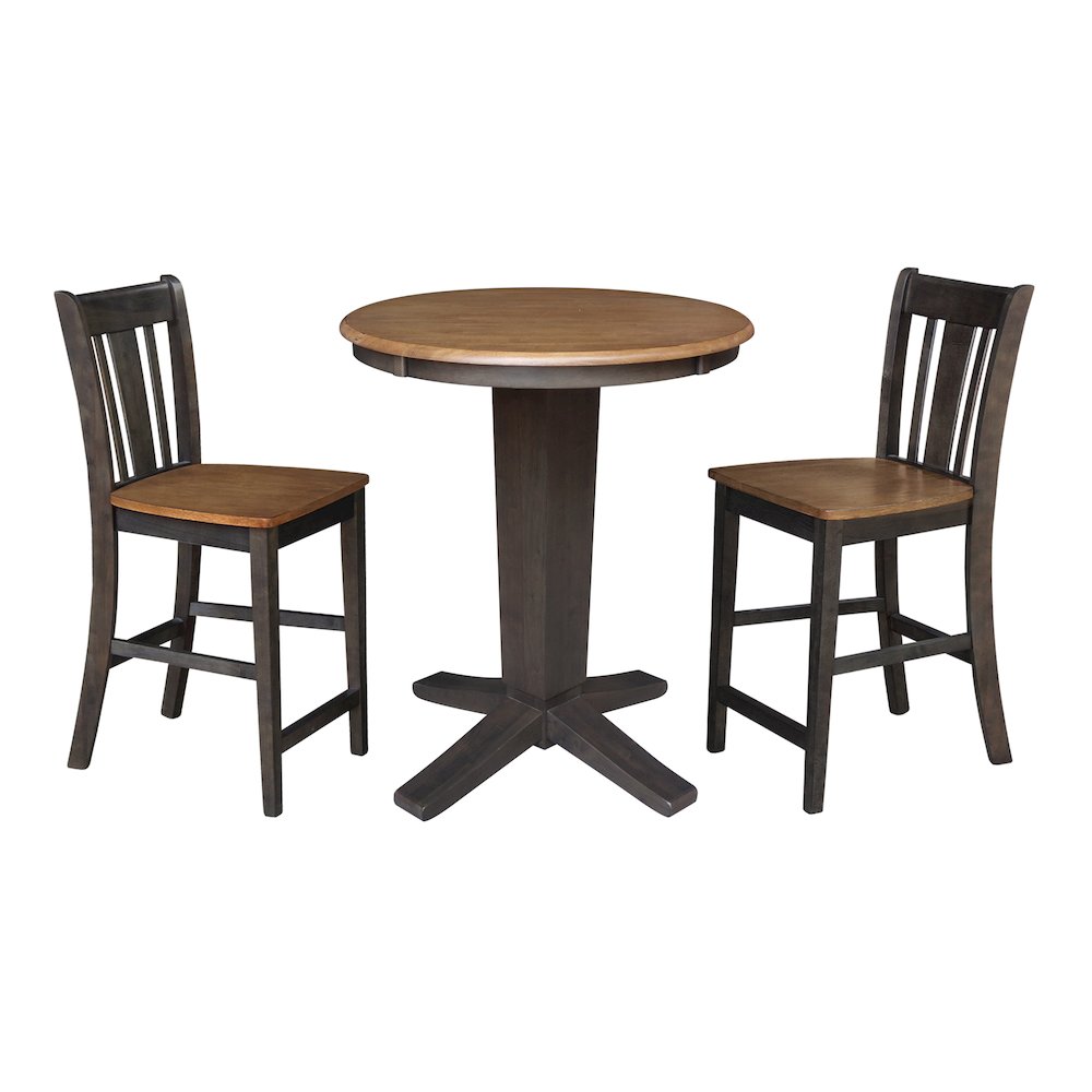30 in Round Top Counter Height Dining Table with 2 Stools - 3 Piece Set
