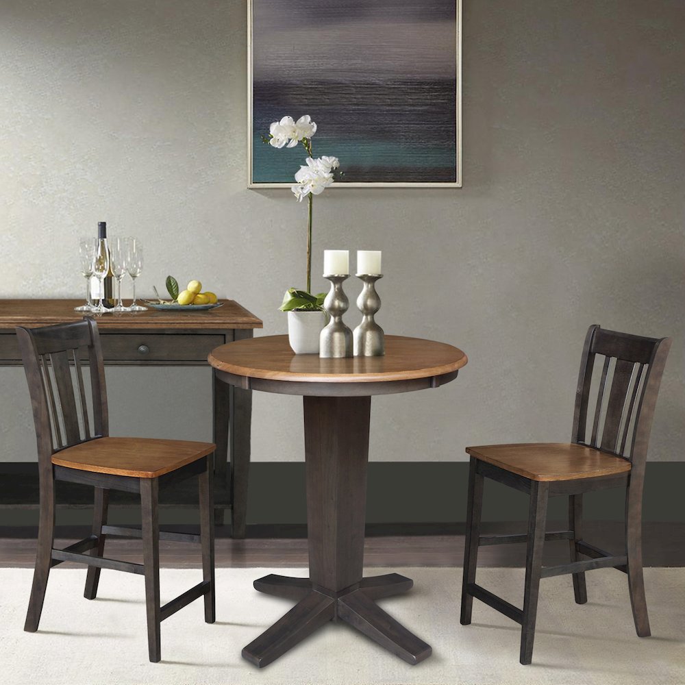 30 in Round Top Counter Height Dining Table with 2 Stools - 3 Piece Set