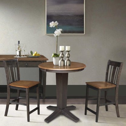 30 in Round Top Counter Height Dining Table with 2 Stools - 3 Piece Set