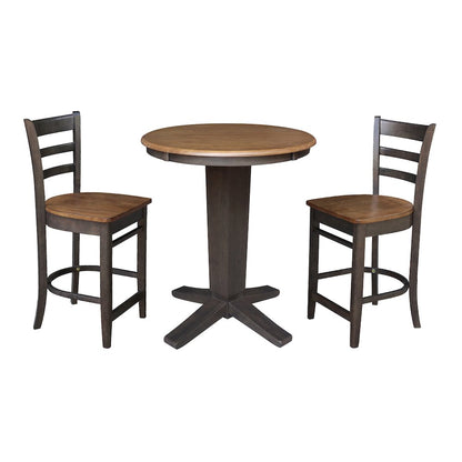 30 in Round Top Counter Height Dining Table with 2 Stools - 3 Piece Set