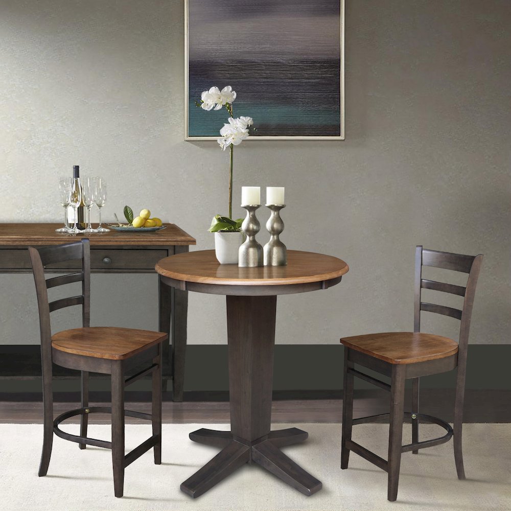 30 in Round Top Counter Height Dining Table with 2 Stools - 3 Piece Set