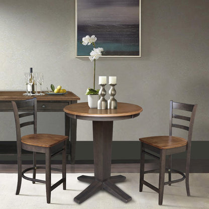30 in Round Top Counter Height Dining Table with 2 Stools - 3 Piece Set