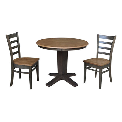 36 in Round Top Pedestal Dining Table with 2 Dining Chairs - 3 Piece Set
