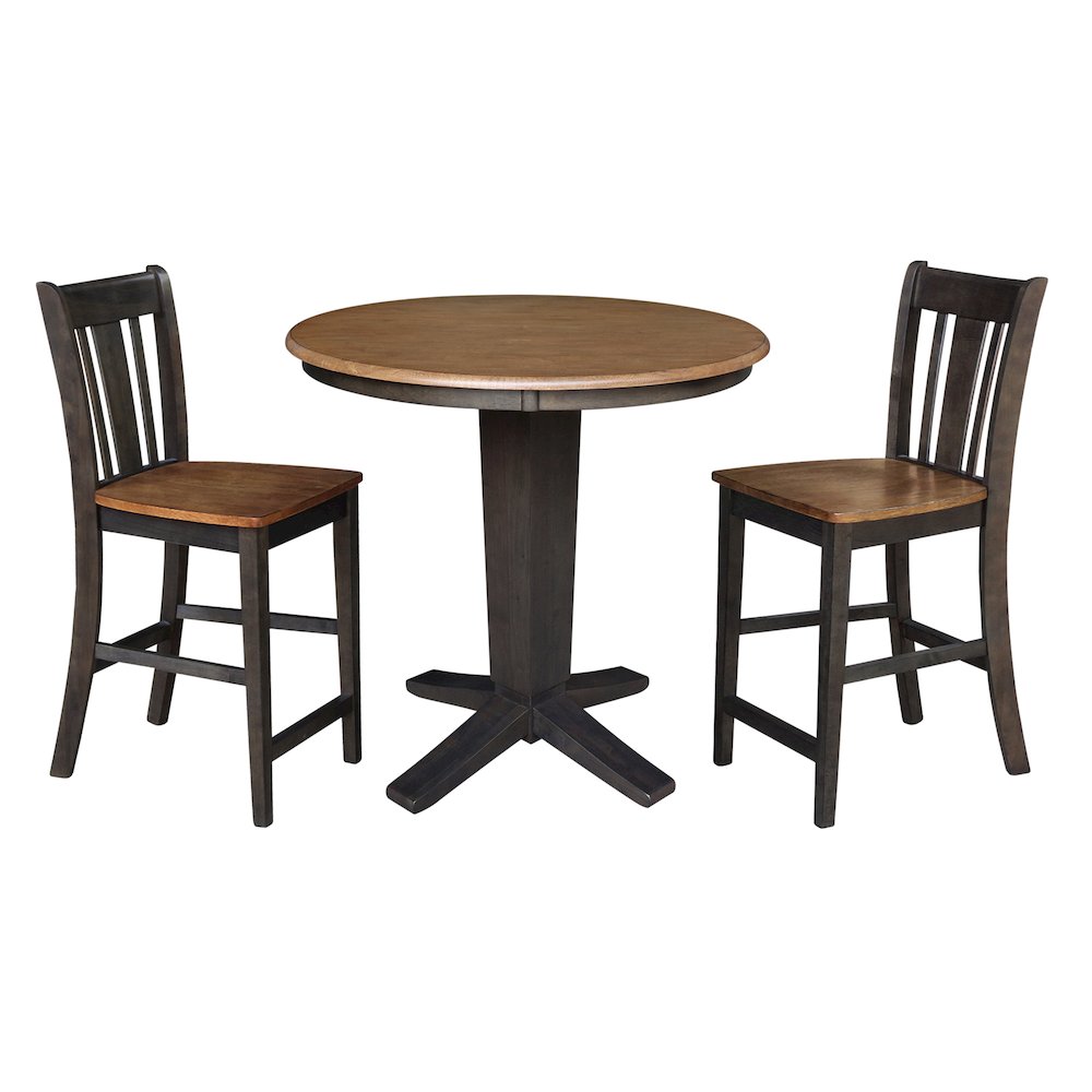 36 in Round Top Counter Height Dining Table with 2 Stools - 3 Piece Set