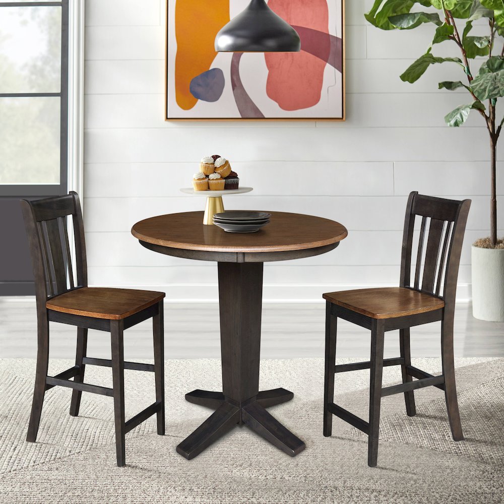 36 in Round Top Counter Height Dining Table with 2 Stools - 3 Piece Set