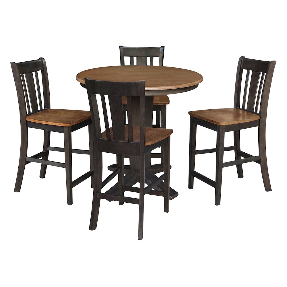 36 in Round Top Counter Height Dining Table with 4 Stools - 5 Piece Set