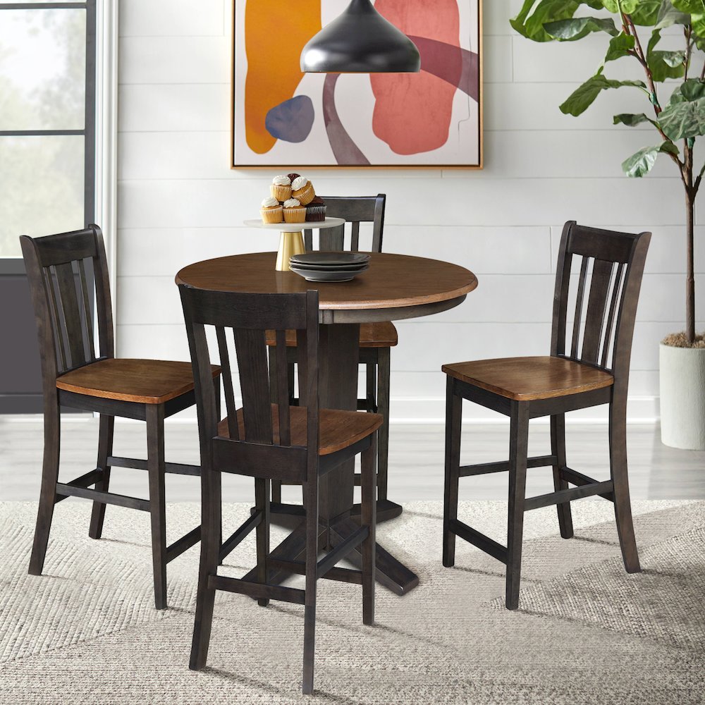 36 in Round Top Counter Height Dining Table with 4 Stools - 5 Piece Set