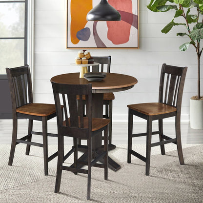 36 in Round Top Counter Height Dining Table with 4 Stools - 5 Piece Set