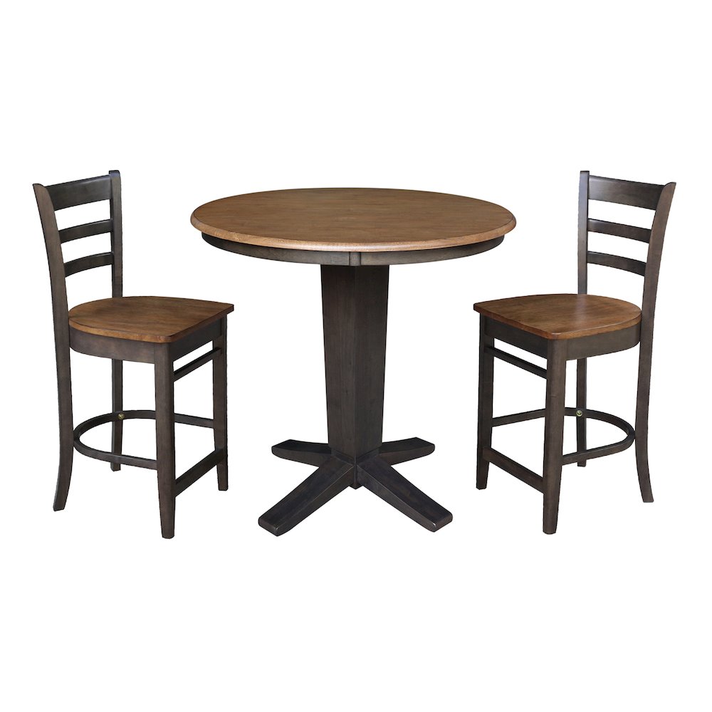 36 in Round Top Counter Height Dining Table with 2 Stools - 3 Piece Set