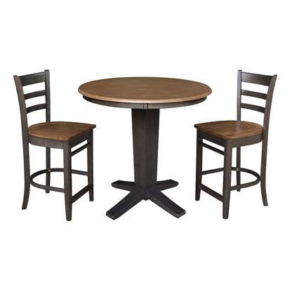 36 in Round Top Counter Height Dining Table with 2 Stools - 3 Piece Set