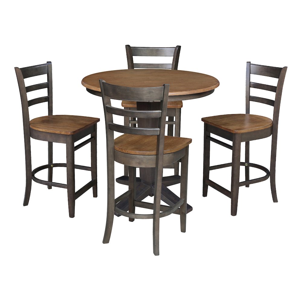 36 in Round Top Counter Height Dining Table with 4 Stools - 5 Piece Set
