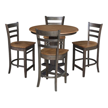 36 in Round Top Counter Height Dining Table with 4 Stools - 5 Piece Set