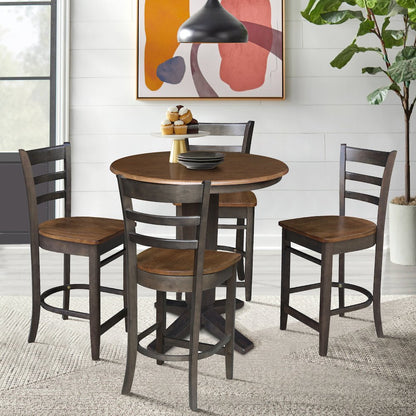 36 in Round Top Counter Height Dining Table with 4 Stools - 5 Piece Set