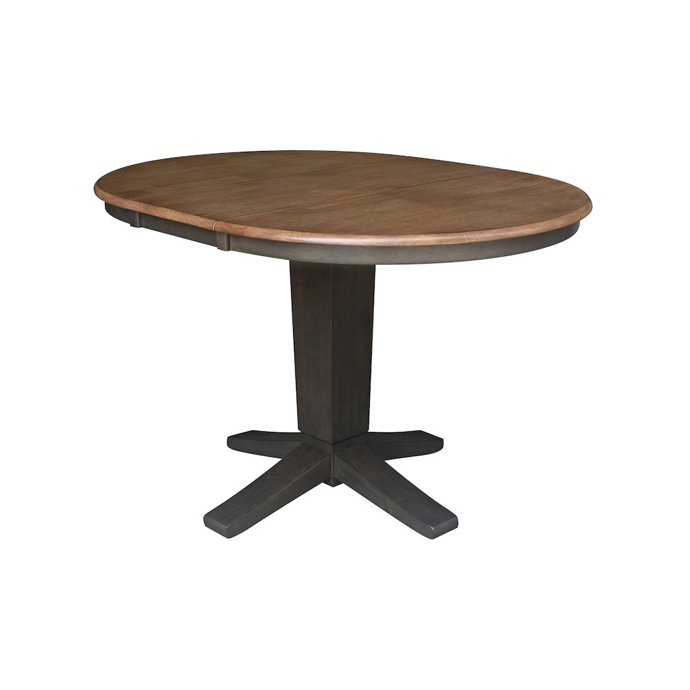 36 in Round Dining Table with 12 in Leaf and 4 Dining Chairs - 5 Piece Set