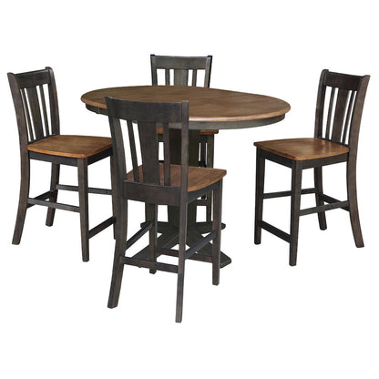 36 in Round Counter Height Dining Table with 12 in Leaf - 5 Piece Set