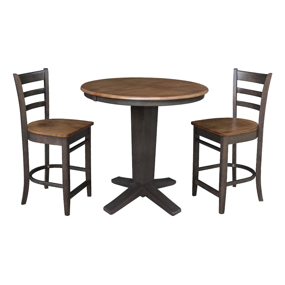 36 in Round Counter Height Dining Table with 12 and 2 Stools, 3Pcs Set