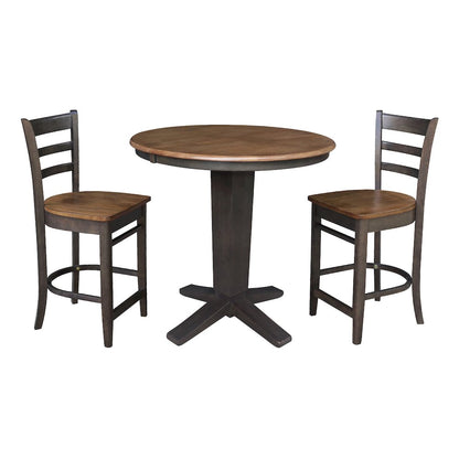 36 in Round Counter Height Dining Table with 12 and 2 Stools, 3Pcs Set