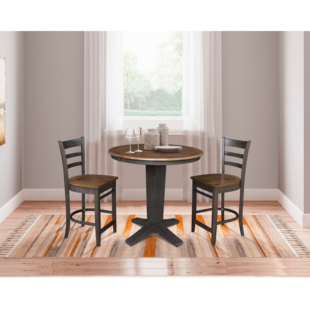 36 in Round Counter Height Dining Table with 12 and 2 Stools, 3Pcs Set