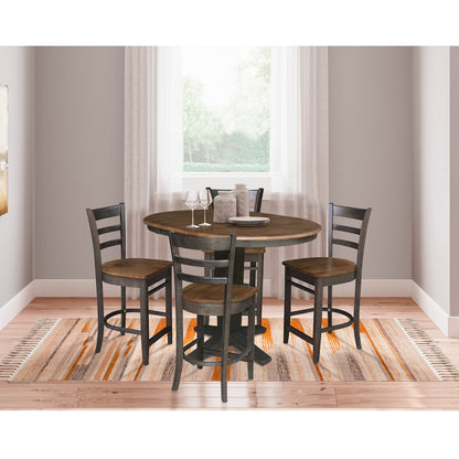 36 in Round Counter Height Dining Table with 12 in Leaf - 5 Piece Set