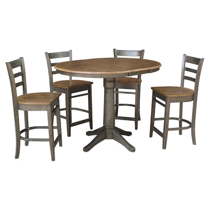 Set of 5 pcs - 36" Round Extension Dining table with 4 counterHeight stools- 74224