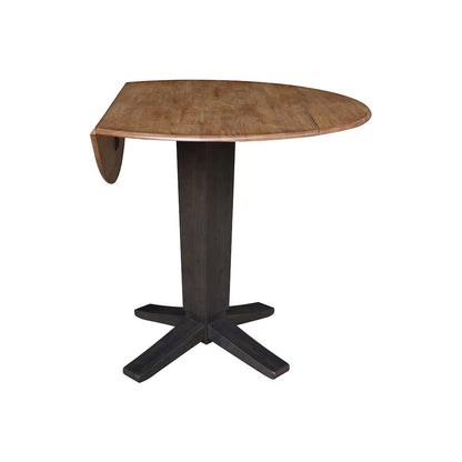 42 in Round Dual Drop Leaf Pedestal Counter Height Dining Table