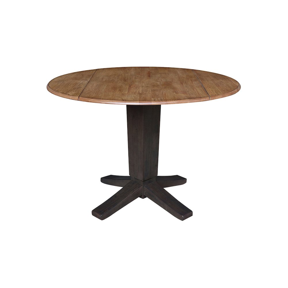 42 in Pedestal Table with 4 Dining Chairs in Hickory/Washed Coal - 5 Piece Set