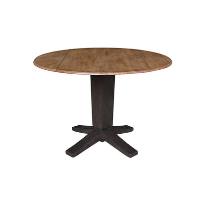 42 in Pedestal Table with 4 Dining Chairs in Hickory/Washed Coal - 5 Piece Set
