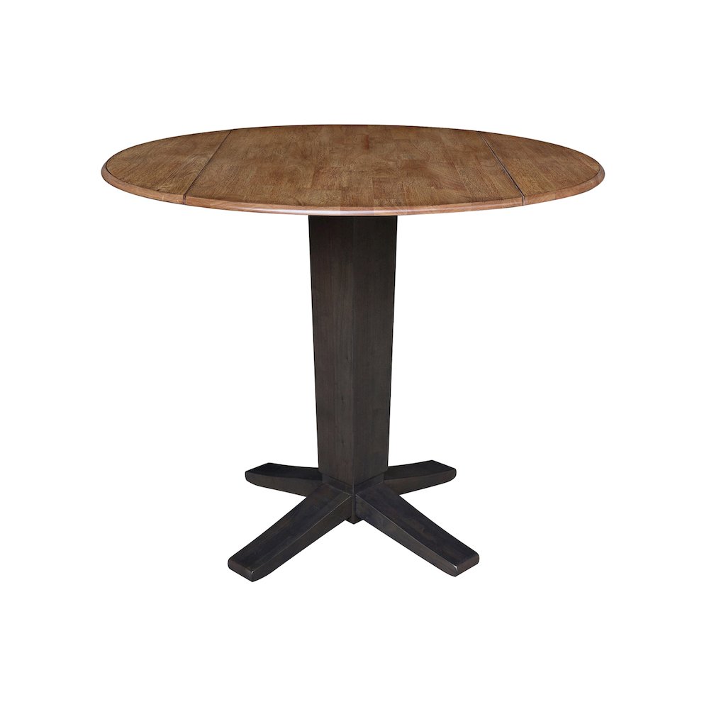 42 in Counter Height Dining Table with 4 Stools in Hickory/Washed Coal, 5Pcs Set