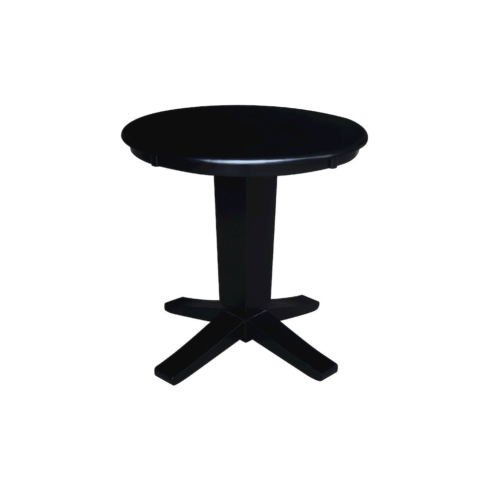 30 in Round Top Pedestal Dining Table in Black