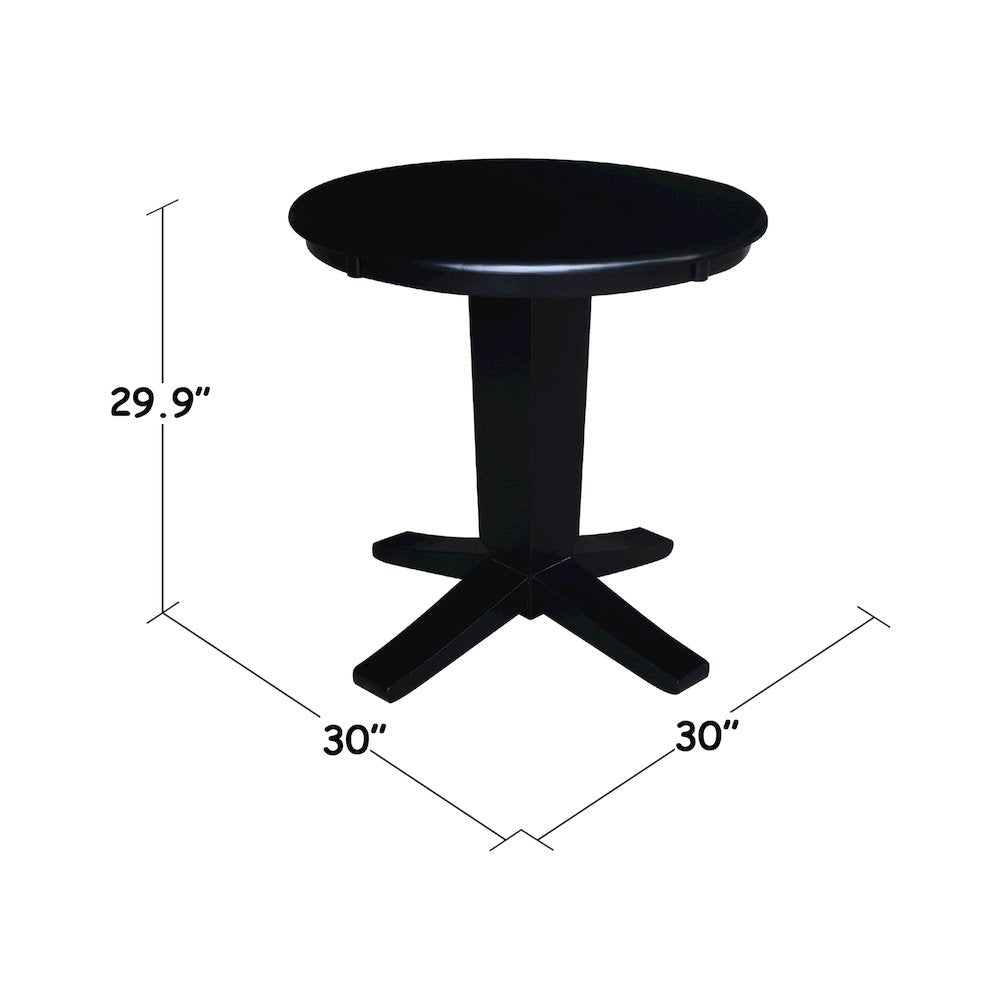 30 in Round Top Pedestal Dining Table in Black