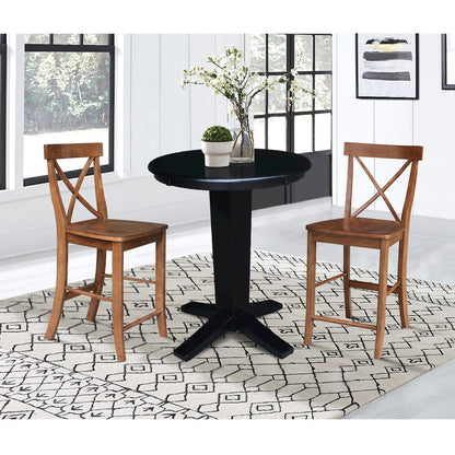 30 in Round Top Counter Height Dining Table with 2 Stools - 3 Piece Set