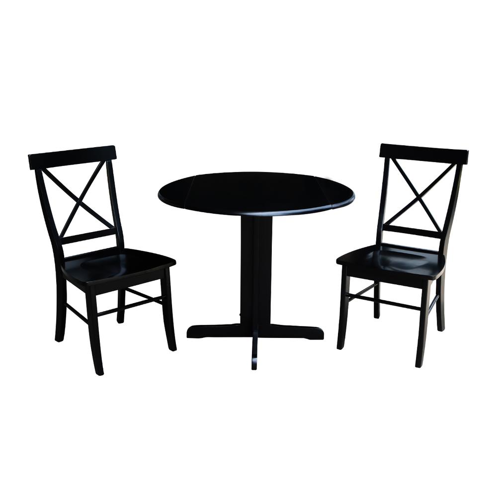 36" Dual Drop Leaf Table With 2 X-Back Chairs