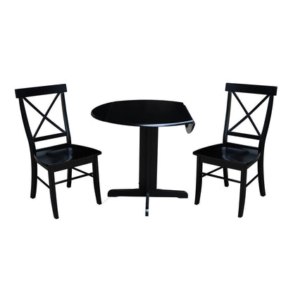 36" Dual Drop Leaf Table With 2 X-Back Chairs