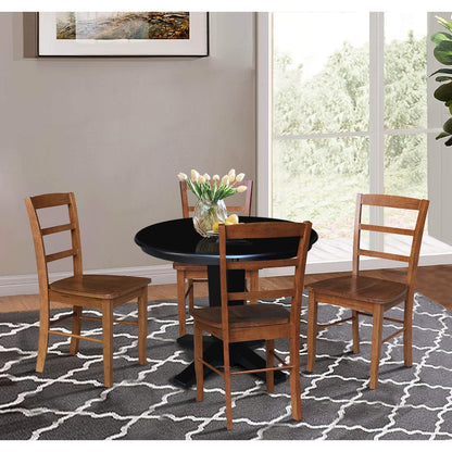 36 in Round Top Pedestal Dining Table with 4 Dining Chairs - 5 Piece Set