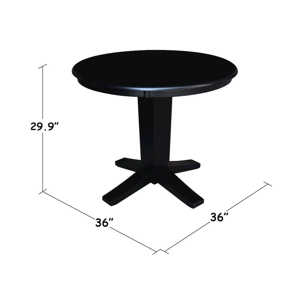 36 in Round Top Pedestal Dining Table in Black