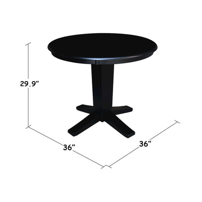 36 in Round Top Pedestal Dining Table in Black