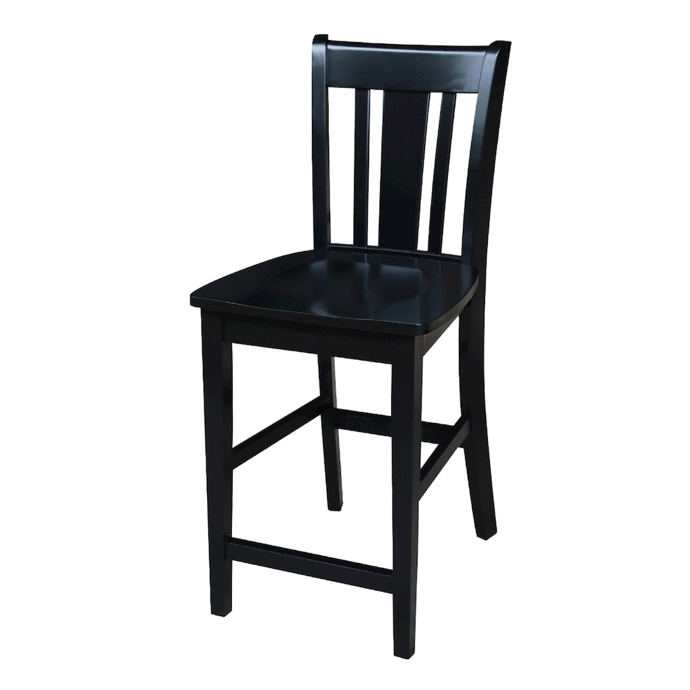 36 in Round Top Counter Height Dining Table with 2 Stools in Black - 3 Piece Set