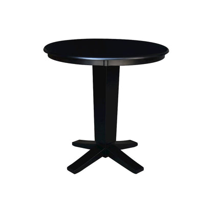 36 in Round Top Counter Height Dining Table with 2 Stools in Black - 3 Piece Set