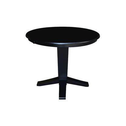 36 in Round Top Pedestal Dining Table in Black