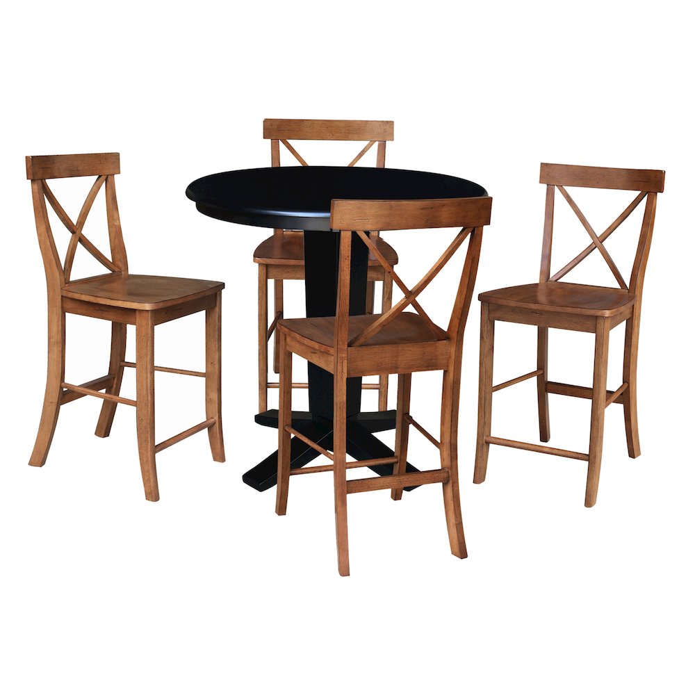36 in Round Top Counter Height Dining Table with 4 Stools - 5 Piece Set