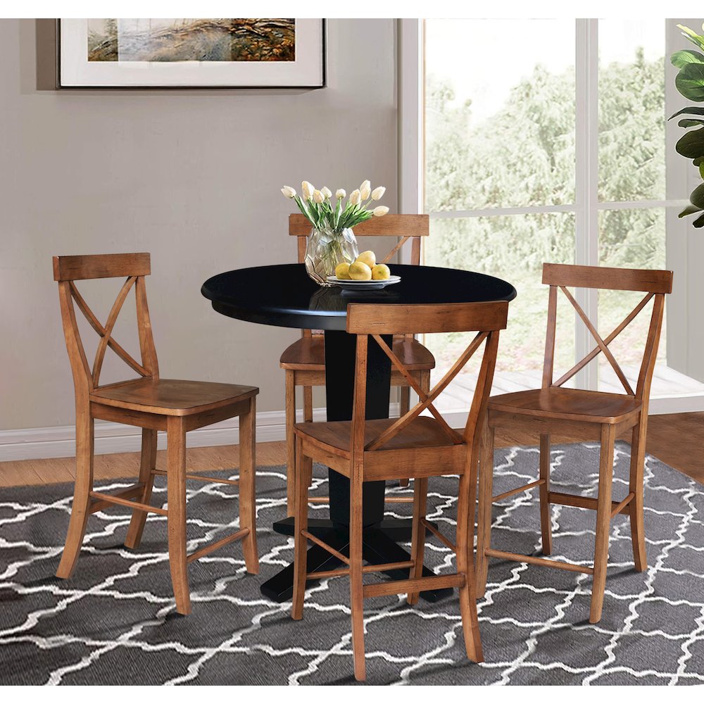36 in Round Top Counter Height Dining Table with 4 Stools - 5 Piece Set