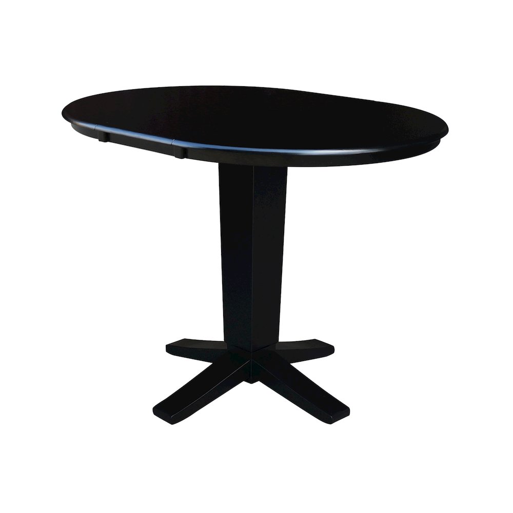 36 in Round Counter Height Dining Table with 12 in Black - 5 Pcs Set