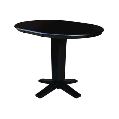 36 in Round Counter Height Dining Table with 12 in Black - 5 Pcs Set