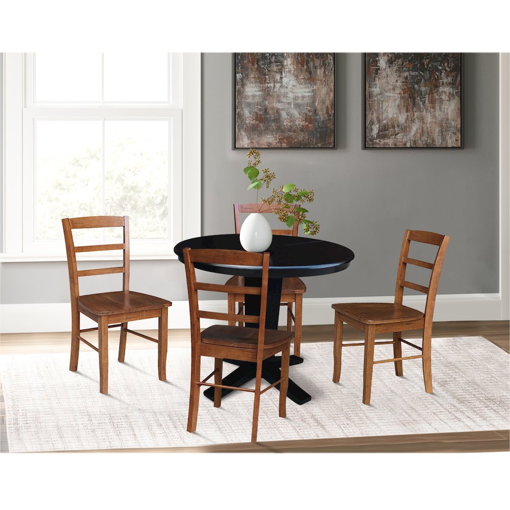 36 in Round Dining Table with 12 and 4 Dining Chairs - 5 Piece Set