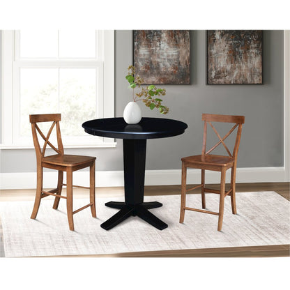 36 in Round Counter Height Dining Table with 12, 2 Stools, 3 Pcs Set