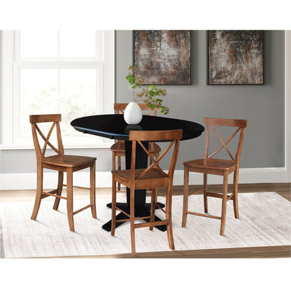 36 in Round Counter Height Dining Table with 12 in Leaf, 5 Piece Set