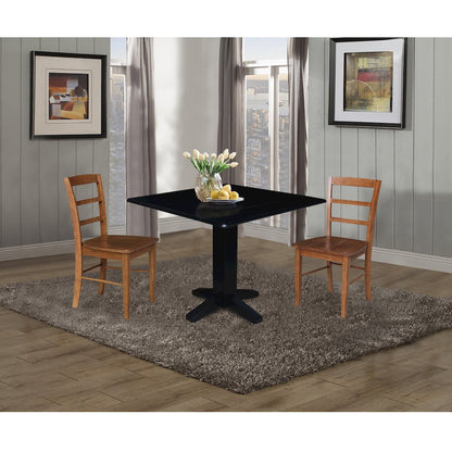 Set of 3 pcs - 36" Square Dual drop leaf dining table with 2 RTA chairs