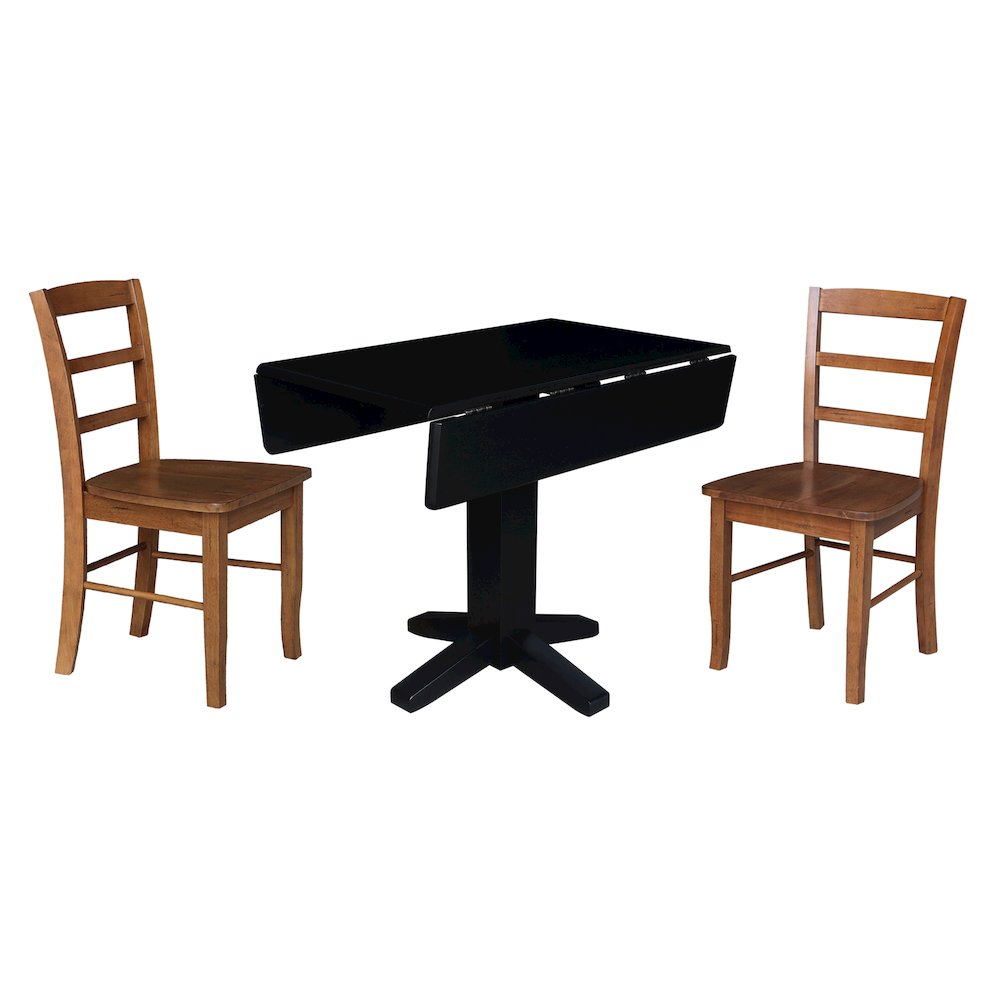 Set of 3 pcs - 36" Square Dual drop leaf dining table with 2 RTA chairs