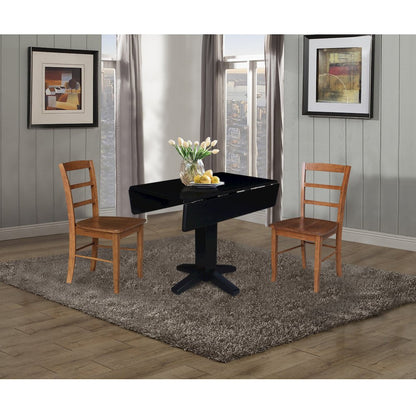 Set of 3 pcs - 36" Square Dual drop leaf dining table with 2 RTA chairs